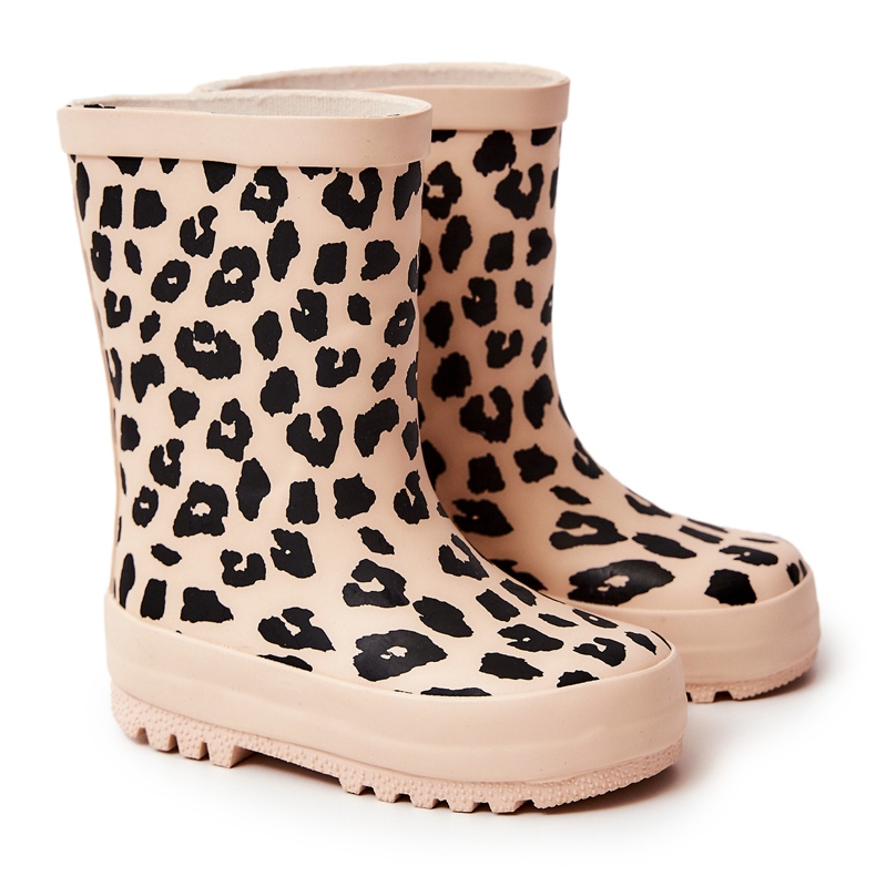FR1 Botas De Agua Infantiles Con Estampado De Leopardo Beige Nanny