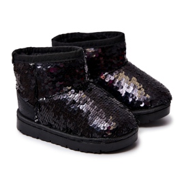 FR1 Botas De Nieve Cálidas Para Niños Con Lentejuelas Black Shard negro