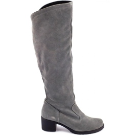 Olivier Botas de cuero aisladas grises de mujer