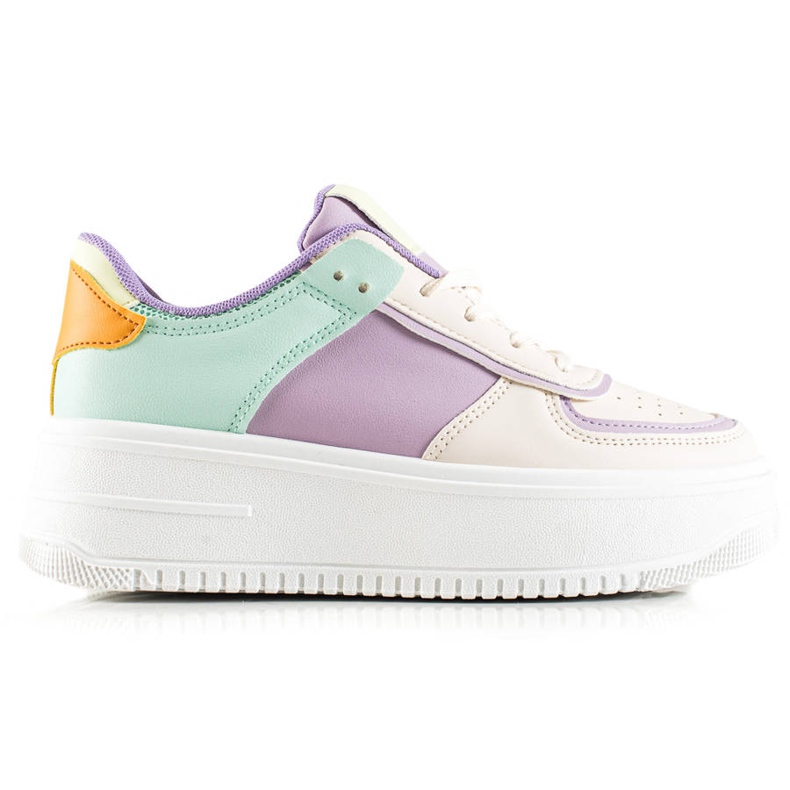 TRENDI Zapatillas de deporte de moda en una plataforma ancha beige multicolor TRENDI Zapatillas de deporte de moda en una plataforma ancha beige multicolor