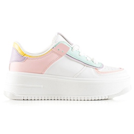 TRENDI Zapatillas de deporte de moda en una plataforma ancha blanco multicolor