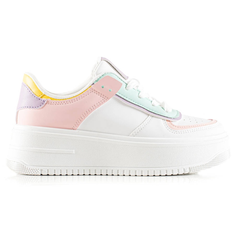TRENDI Zapatillas de deporte de moda en una plataforma ancha blanco multicolor