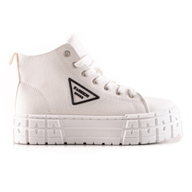TRENDI Zapatos de moda de caña alta blanco