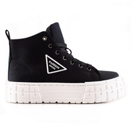 TRENDI Zapatos de moda de caña alta negro