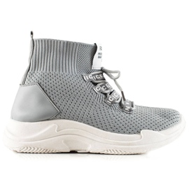 TRENDI Zapatillas grises con calcetín