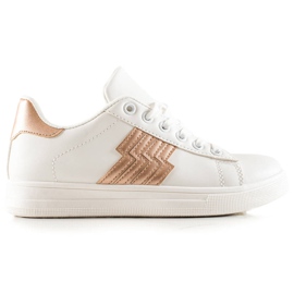 TRENDI Deportivas con inserto dorado blanco