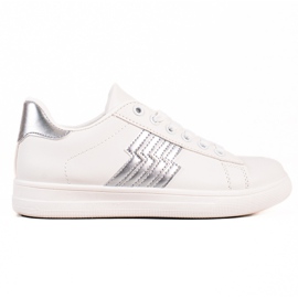 TRENDI Zapatillas con inserto plateado blanco