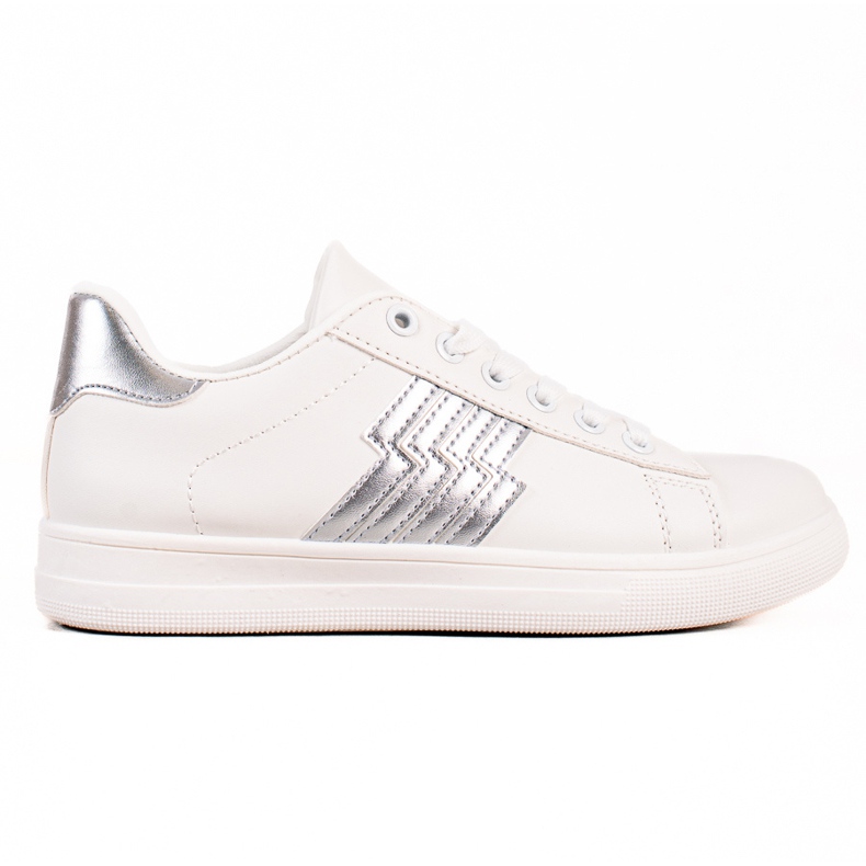 TRENDI Zapatillas con inserto plateado blanco