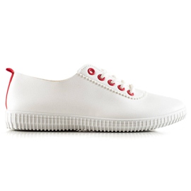 TRENDI Zapatillas bajas con cuero ecológico blanco