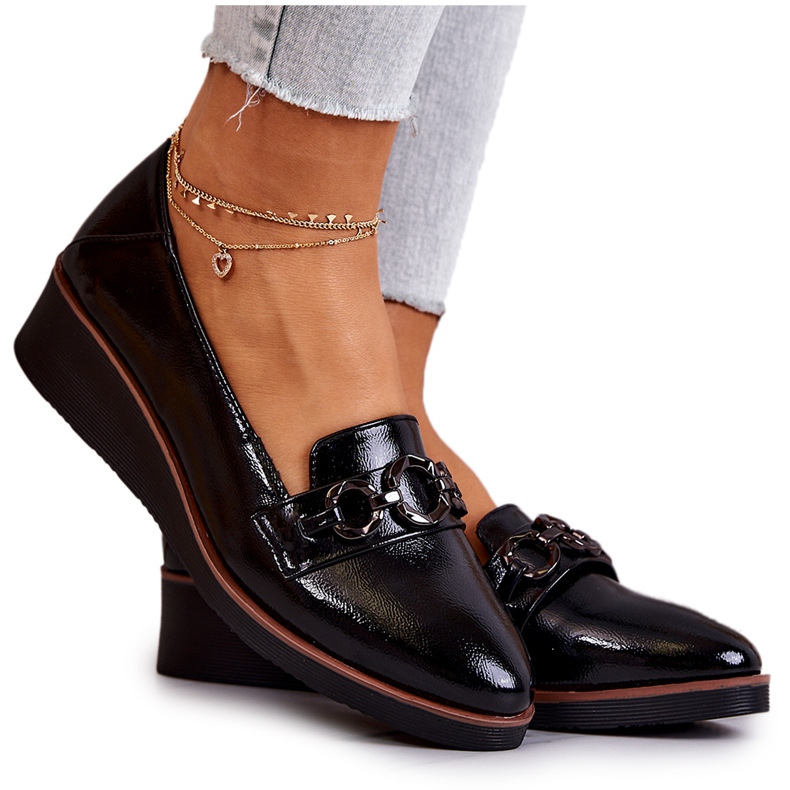 Vinceza Zapatos Cuña Charol Melodías Negras negro