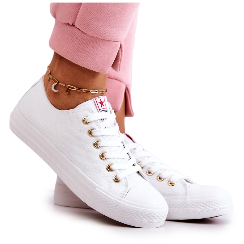 PE1 Deportivas Clásicas de Mujer Ecoma Blanca y Dorada blanco