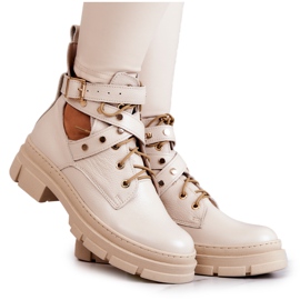 FILIPCZYK Botas Mujer Piel Con Recortes Beige Claro Everly