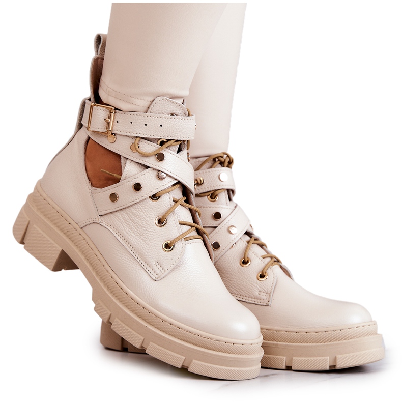 FILIPCZYK Botas Mujer Piel Con Recortes Beige Claro Everly