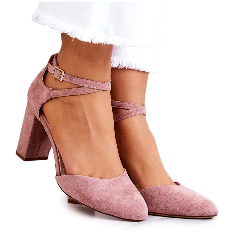 Zapatos De Salón De Ante En Un Pilar Sergio Leone SK851 Rosa rosado