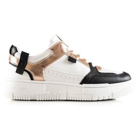 TRENDI Zapatillas con estilo blanco negro dorado