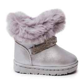 Botas de nieve para niños Hollee plateadas con circonitas cúbicas gris