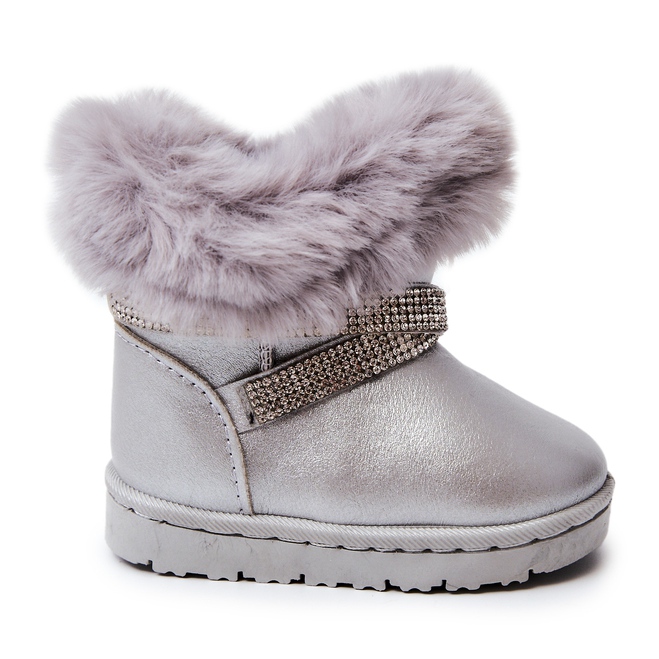 Botas de nieve para niños Hollee plateadas con circonitas cúbicas gris