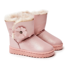 FR1 Botas De Nieve Infantiles Con Flor Rosa Bianca rosado