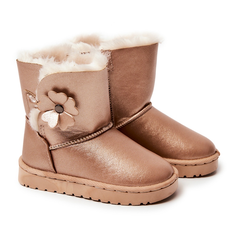 FR1 Botas De Nieve Infantiles Con Flor Bianca Dorada dorado