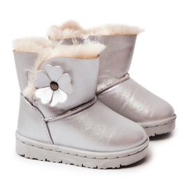 FR1 Botas De Nieve Infantiles Con Flor Plata Bianca