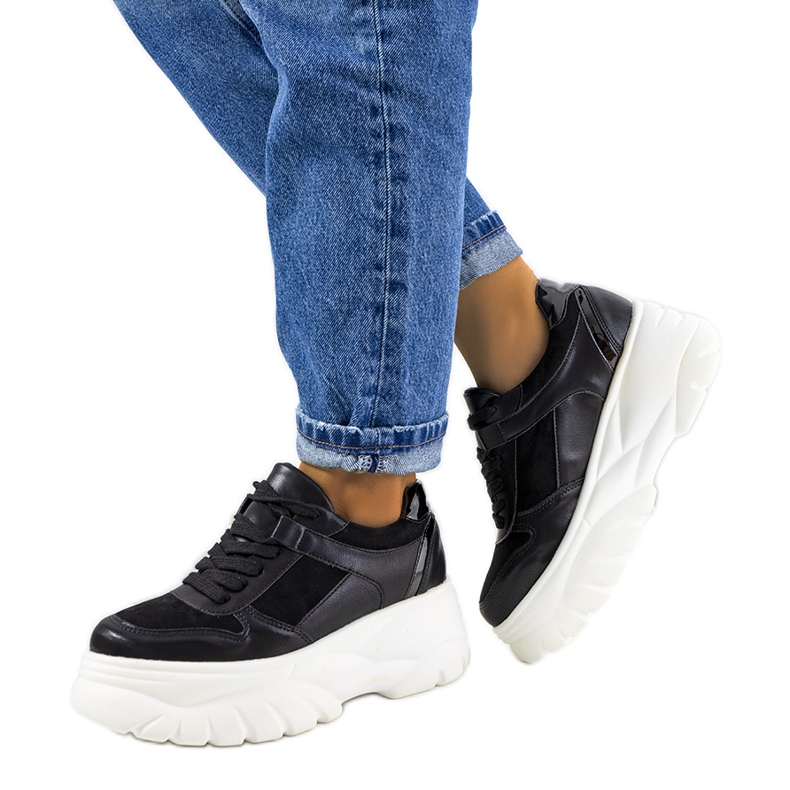 Deportivas deportivas negras con suela Mellis alta negro