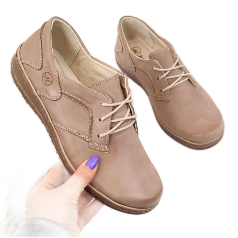 Zapatos de cuero confort helios 715 beige