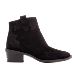 Marco Shoes Botines de piel elegantes con tacones bajos negro