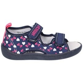 American Club Zapatillas sandalias americanas, inserto de cuero TEN19 / 22 Azul marino