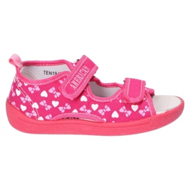American Club Zapatillas sandalias americanas, inserto de cuero TEN19 / 22 Rosa rosado