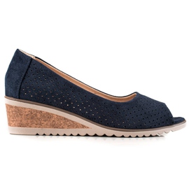 W. Potocki Zapatos de salón Potocki de ante con puntera abierta azul marino azul W. Potocki Zapatos de salón Potocki de ante con puntera abierta azul marino azul