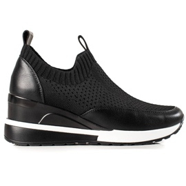 Deportivas textiles en la cuña VINCEZA negro