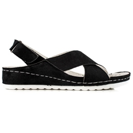 Sandalias Ante Con Velcro VINCEZA negro