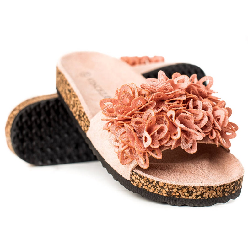 Pantuflas Rosa Con Flores VINCEZA rosado