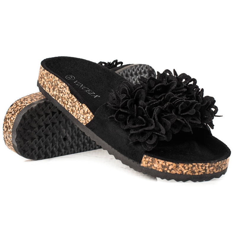 Pantuflas Negras Con Flores VINCEZA negro Pantuflas Negras Con Flores VINCEZA negro