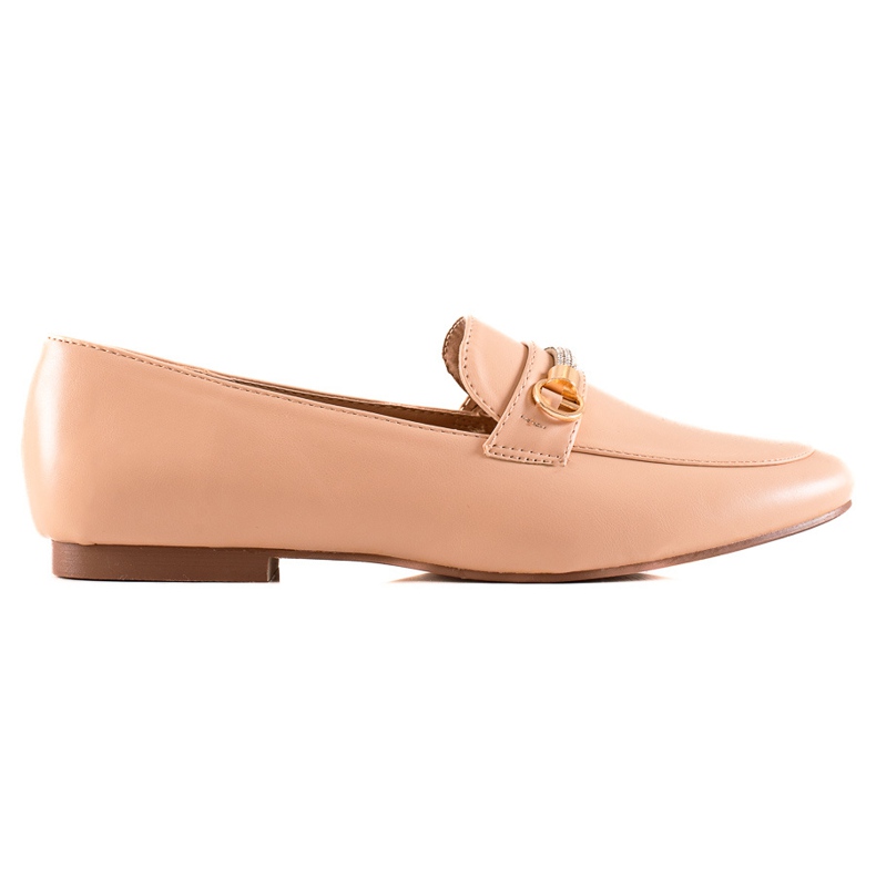 Ideal Shoes Mocasines elegantes con circonita beige