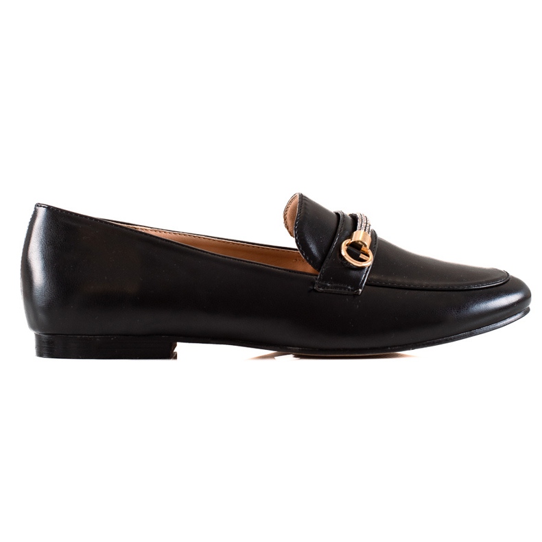 Ideal Shoes Mocasines elegantes con circonita negro Ideal Shoes Mocasines elegantes con circonita negro