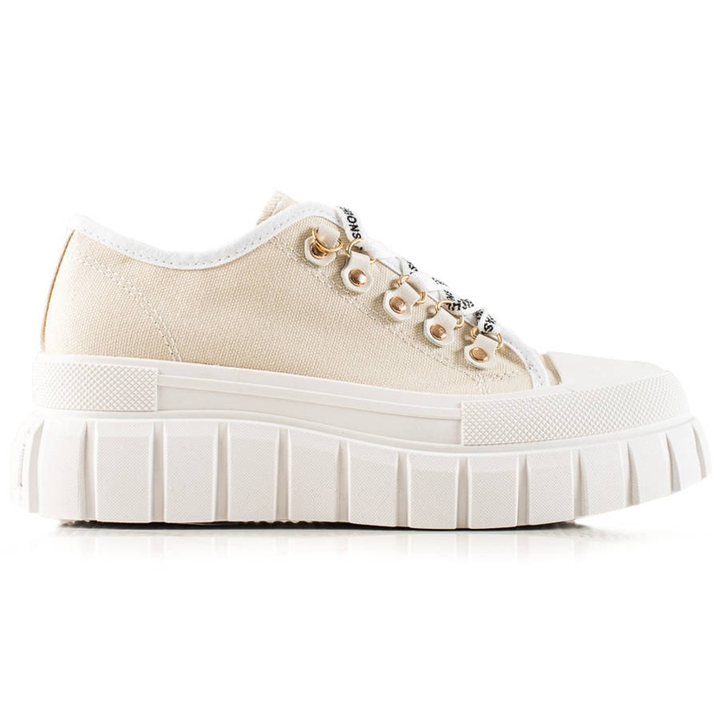 TRENDI Zapatillas con cordones en la plataforma beige
