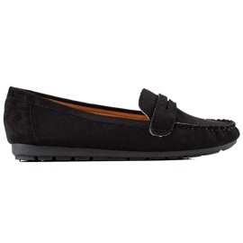 TRENDI Mocasines de gamuza cómodos negro