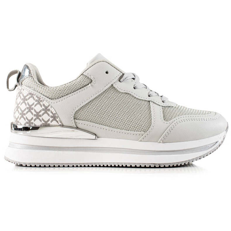 Diamantique Deportivas Plateadas Con Malla gris