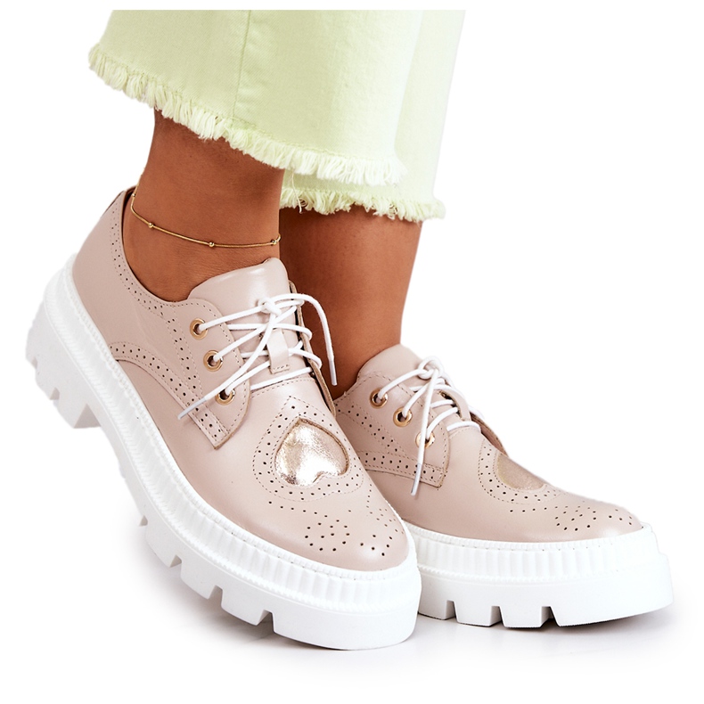 FILIPCZYK Zapatos De Piel Con Corazones Beige Curtis