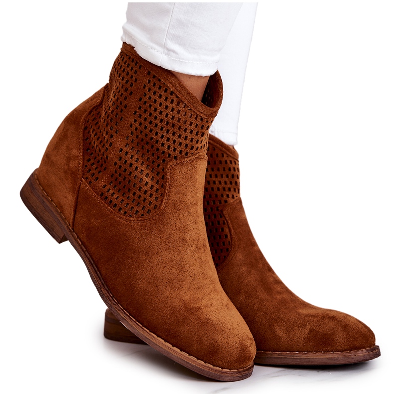 S.Barski Botas Mujer Ante Cuña Oculta Camel Solene marrón