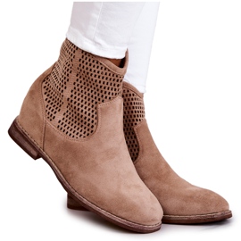 S.Barski Botas Mujer Ante Cuña Oculta Beige Solene