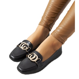 Mocasines negros con hebilla Theresa dorada Mocasines negros con hebilla Theresa dorada