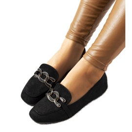 Mocasines negros con punta cuadrada de Hattie