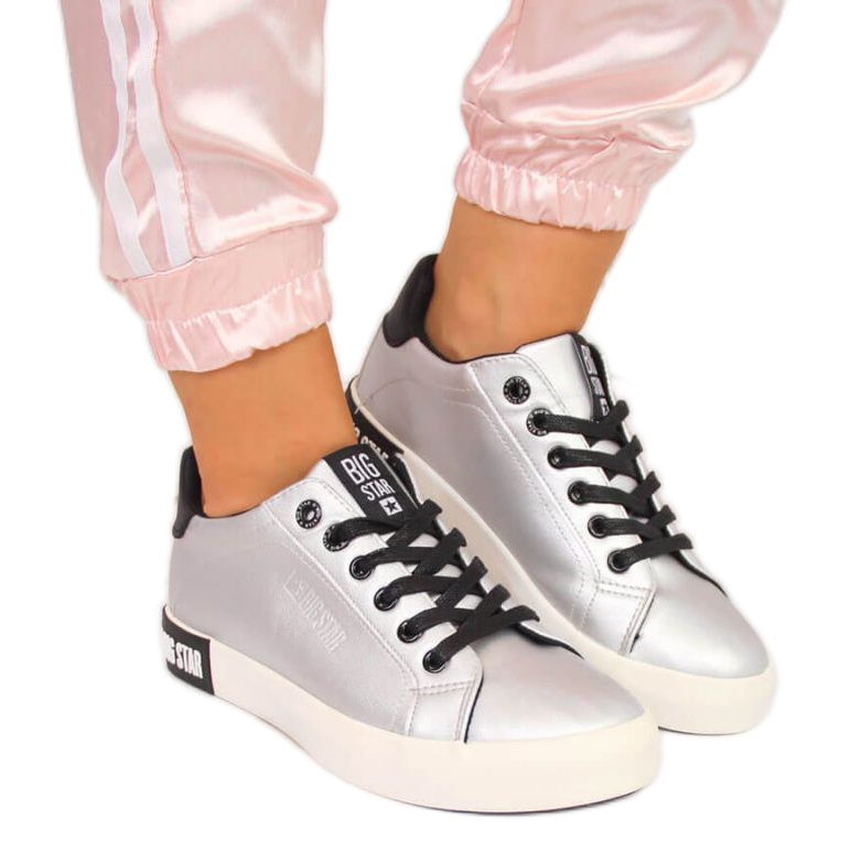 Zapatillas bajas con cuero ecológico Big Star W II274034 plata