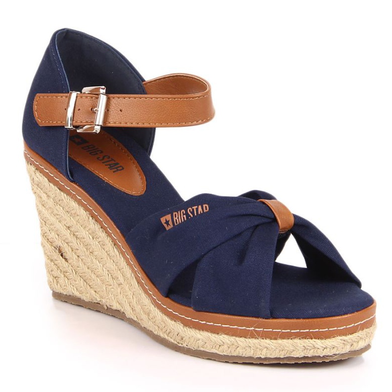 Sandalias cuña Big Star W JJ274938 azul marino marrón