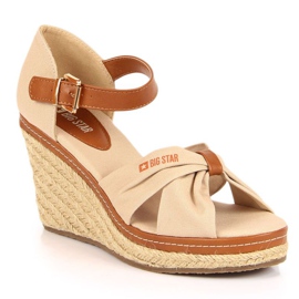 Sandalias cuña Big Star W JJ274939 beige marrón