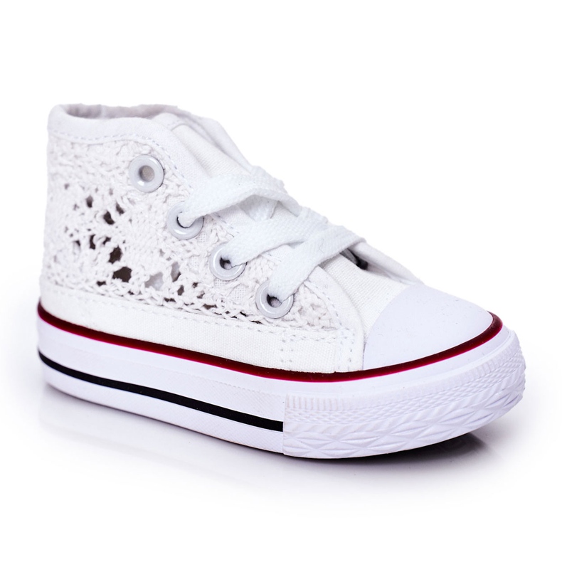 Zapatillas altas para niños con cordones Roly-Poly blanco