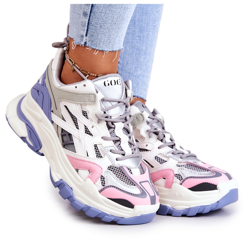 Deportivas Mujer Sport Piel GOE JJ2N4090 Multicolor blanco violeta rosado gris