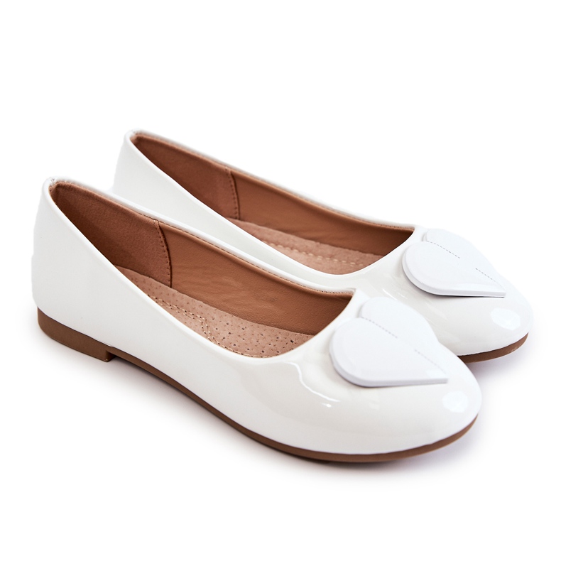 Vinceza Bailarinas Infantiles Lacadas Con Corazón Blanco Corty Vinceza Bailarinas Infantiles Lacadas Con Corazón Blanco Corty